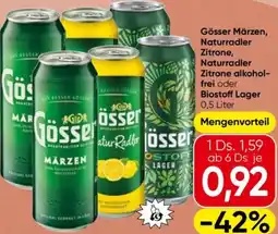 Spar Gösser märzen, naturradler zitrone, naturradler Angebot