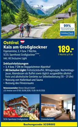 Lidl Reisen Osttirol Kals am Großglockner Angebot