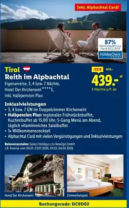 Lidl Reisen Tirol Reith im Alpbachtal Angebot