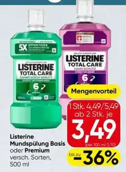 Spar Listerine Mundspülung Basis oder Premium Angebot