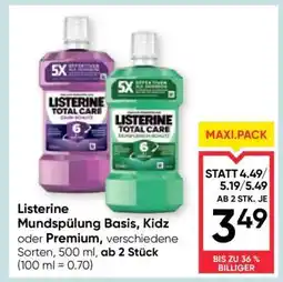 Maximarkt Listerine Mundspülung Basis, Kidz oder Premium Angebot