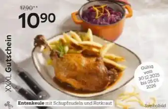 Entenkeule mit Schupfnudeln und Rotkraut
