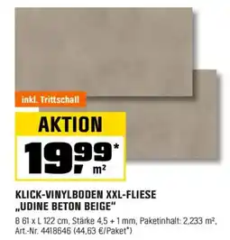 OBI Klick-vinylboden xxl-fliese ,,udine beton beige Angebot