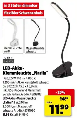 Hagebau LED-Akku- Klemmleuchte Narila Angebot