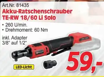 Zgonc Akku-Ratschenschrauber TE-RW 18/60 Li Solo Angebot