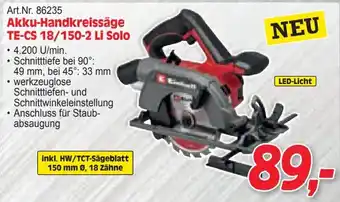 Akku-Handkreissäge TE-CS 18/150-2 Li Solo