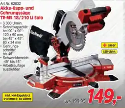 Zgonc Art.Nr. 62832 Akku-Kapp- und Gehrungssäge TE-MS 18/210 Li Solo Angebot