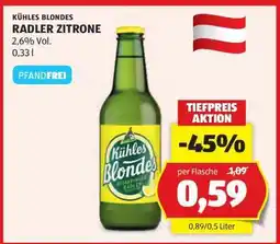 Hofer KÜHLES BLONDES RADLER ZITRONE Angebot