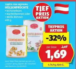Hofer Kichererbsen, Wachtelbohnen oder Weiße Bohnen 400 g Angebot