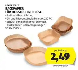 Hofer POWER FORCE BACKPAPIER FÜR HEISSLUFTFRITTEUSE Angebot