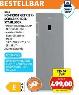 Hofer BEKO NO-FROST GEFRIERSCHRANK EDEL-STAHLLOOK Angebot