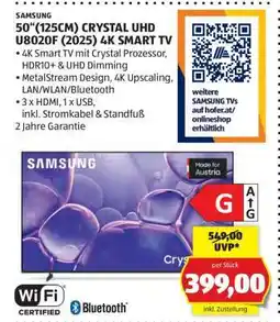 Hofer 50“(125CM) CRYSTAL UHD U8020F (2025) 4K SMART TV Angebot