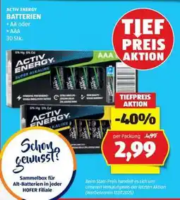 Hofer ACTIV ENERGY BATTERIEN Angebot