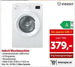 Interspar indesit Waschmaschine Angebot