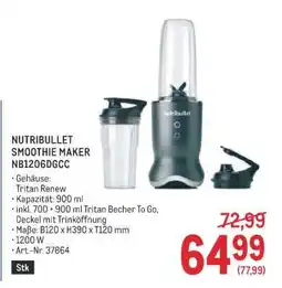 Metro NUTRIBULLET SMOOTHIE MAKER NB1206DGCC Angebot