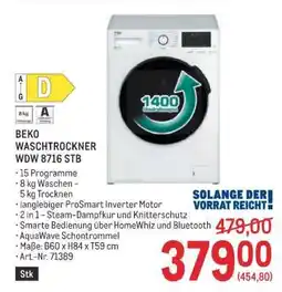 Metro BEKO WASCHTROCKNER WDW 8716 STB Angebot