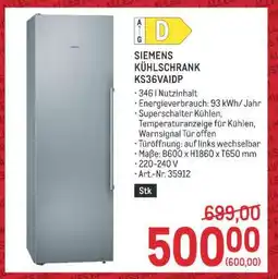 Metro SIEMENS KÜHLSCHRANK KS36VAIDP Angebot