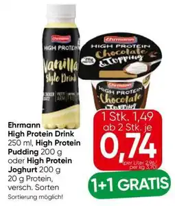 Eurospar Ehrmann High Protein Drink 250 ml, High Protein Pudding 200 g oder High Protein Joghurt 200 g Angebot