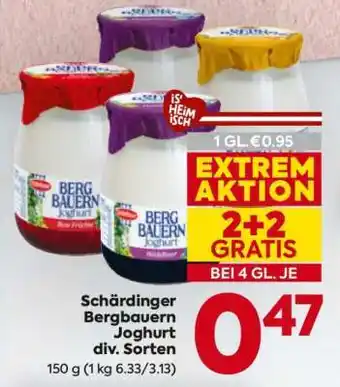 Billa Schärdinger Bergbauern Joghurt div. Sorten Angebot