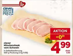 Billa clever Minutensteak vom Schwein Angebot
