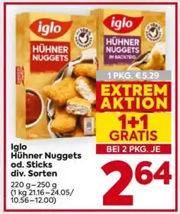 Billa Iglo Hühner Nuggets od. Sticks div. Sorten Angebot