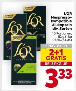 Billa L'OR Nespresso-kompatible Alukapseln div. Sorten Angebot