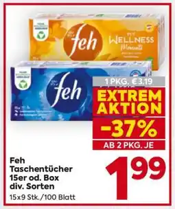 Billa Feh Taschentücher 15er od. Box div. Sorten Angebot