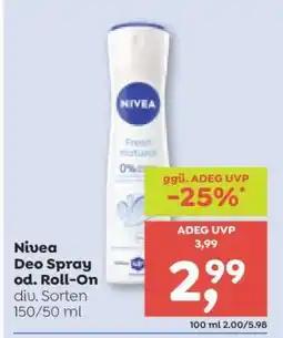 ADEG Nivea Deo Spray od. Roll-On Angebot