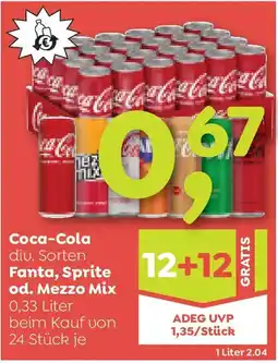 ADEG Coca-Cola,Fanta, Sprite 12+12 od. Mezzo od. Mezzo Mix 0,33 Liter Angebot