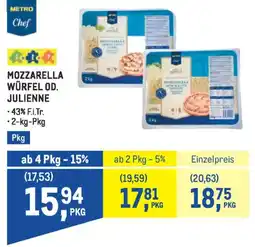 Metro Mozzarella würfel od. julienne Angebot