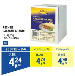 Metro Recheis lasagne grandi Angebot