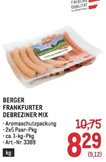 Berger frankfurter debreziner mix