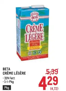 Metro Beta crême legere Angebot