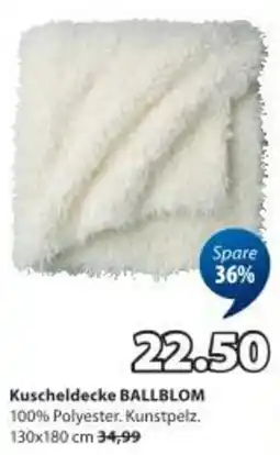 JYSK Kuscheldecke BALLBLOM weiß Angebot