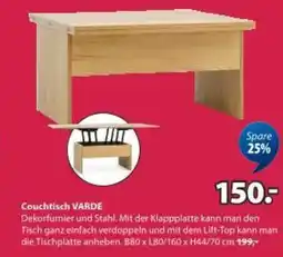 JYSK Couchtisch VARDE L80/160 aufklappbare Platte Eiche warm Angebot