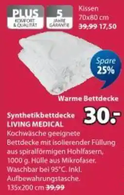 JYSK Synthetikbettdecke 135x200 LIVING MEDICAL warm Angebot