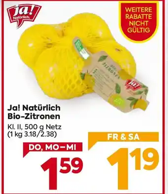 Billa Ja! natürlich bio-zitronen Angebot