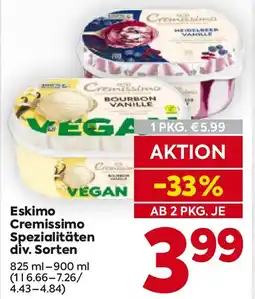 Billa Eskimo Cremissimo Spezialitäten Angebot
