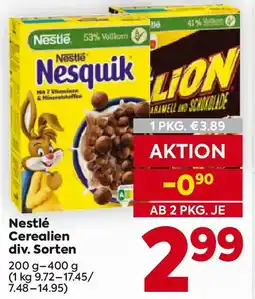 Billa Nestlé cerealien Angebot
