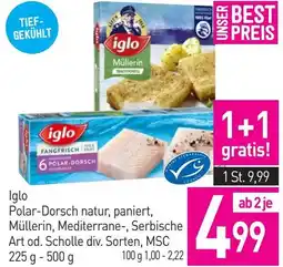 Sutterlüty iglo Polar-Dorsch natur, paniert, Müllerin, Mediterrane-, Serbische Art od. Scholle div. Sorten, MSC Angebot