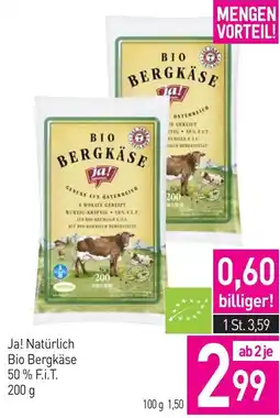 Sutterlüty Ja! Natürlich Bio Bergkäse 50% F.i.T. Angebot