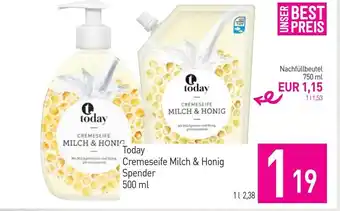 Sutterlüty Today Cremeseife Milch & Honig Angebot