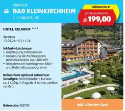 Hofer Reisen Kärnten bad kleinkirchheim Angebot