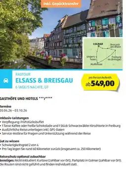 Hofer Reisen Radtour elsass & breisgau Angebot