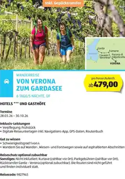 Hofer Reisen Wanderreise von verona zum gardasee Angebot