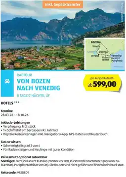 Hofer Reisen Radtour von bozen nach venedig Angebot
