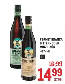 Metro Fernet branca bitter-oder minzlikör Angebot