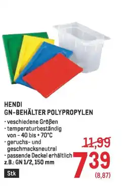 Metro Hendi gn-behälter polypropylen Angebot