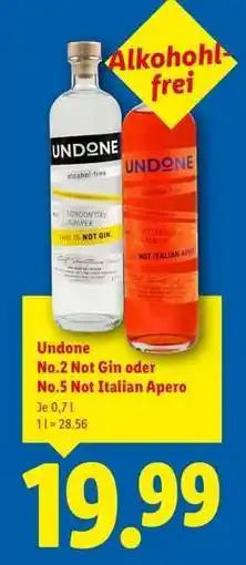 Lidl Undone No.2 Not Gin oder No.5 Not Italian Apero Angebot