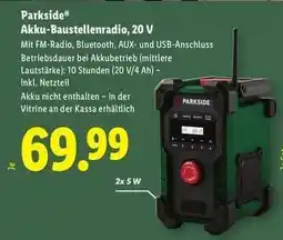 Lidl Parkside Akku-Baustellenradio, 20 V Angebot